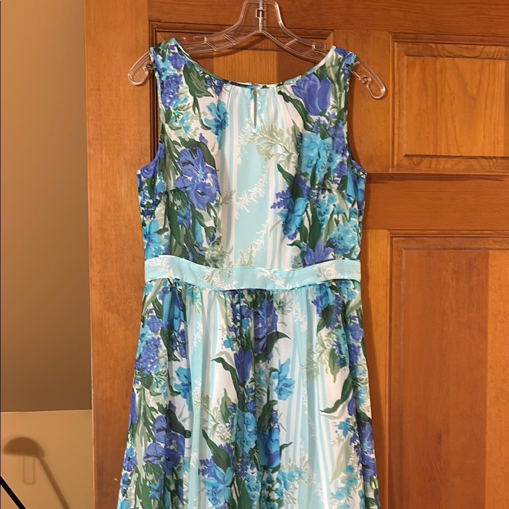 Floral Blue and Green Kids Dress